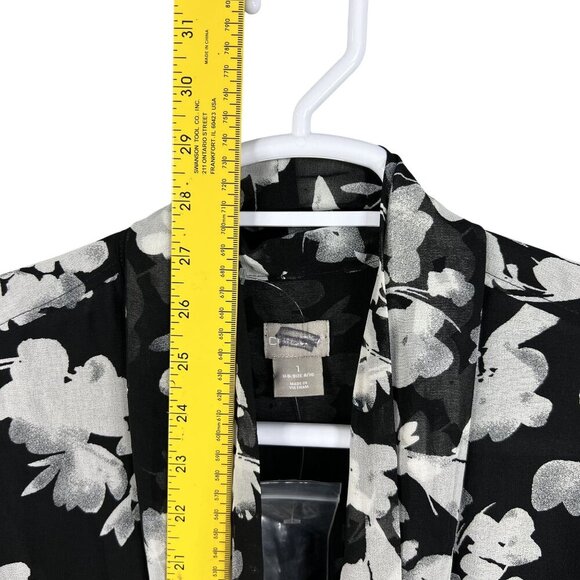 Chicos 1 NEW Womens 8/10 Abstract Floral Bow Blouse Sheer Chiffon Bishop Sleeve - Picture 13 of 16